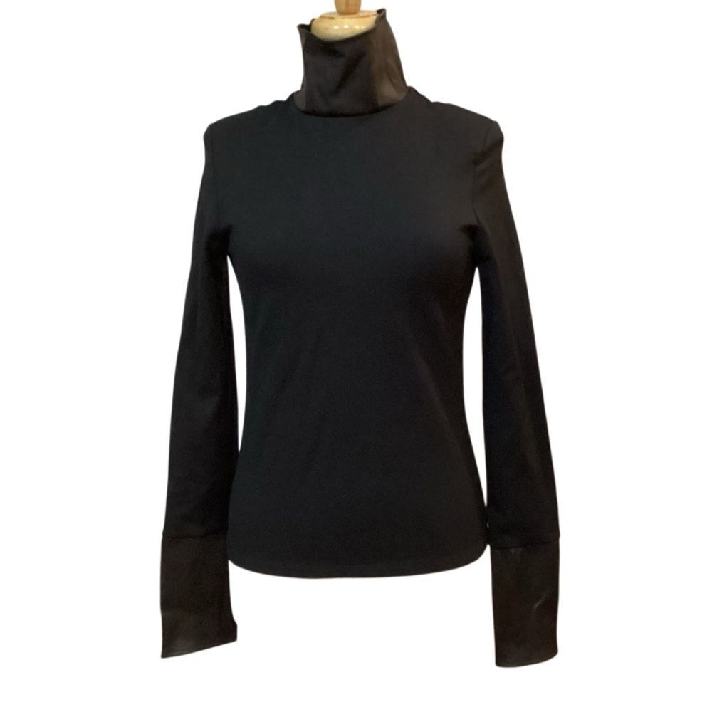 Karolina Zmarlak Black Lambskin Leather High Neck Top Size Medium